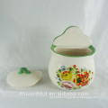 ceramic condiment container w/ flower decal